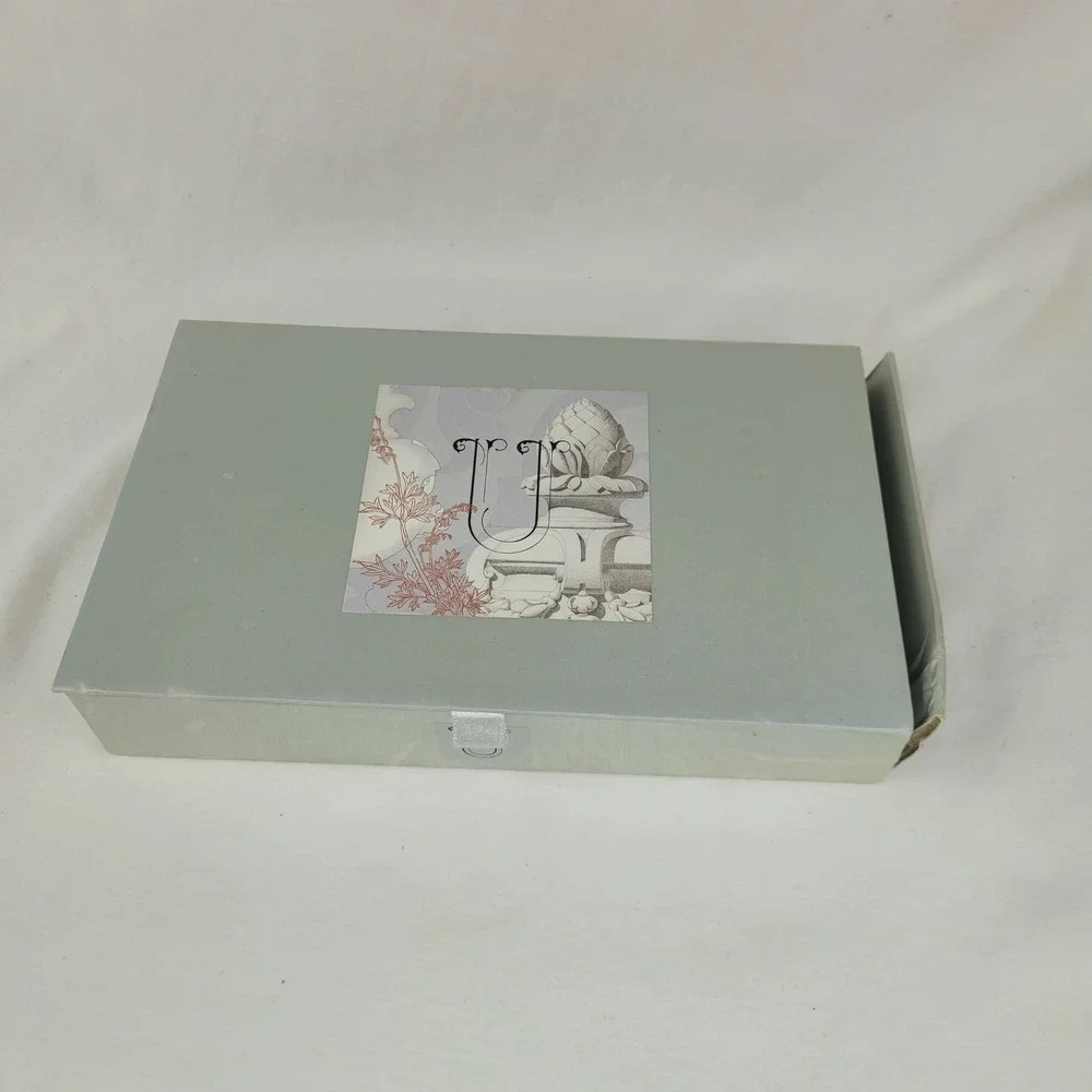 Fringe Studio Monogram U Soap and Glass Trinket Tray Gift Set Bamboo Gingergrass